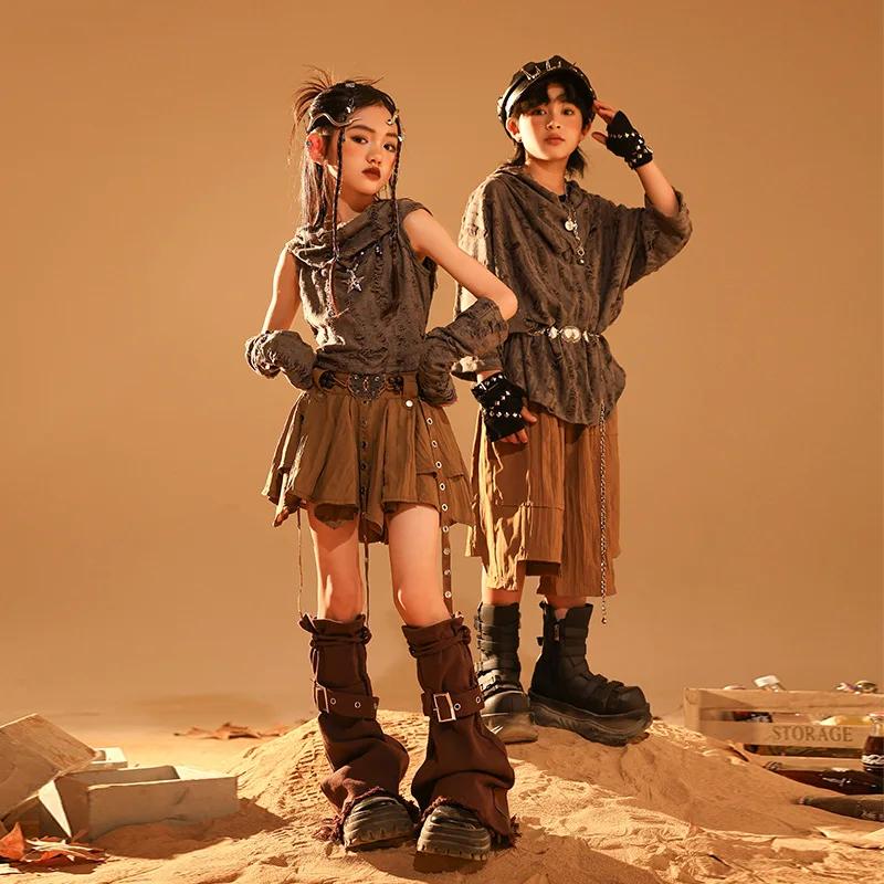 Ensemble gothique déchiré enfant t-shirt + jupe - Style streetwear punk - Vêtements scène et danse