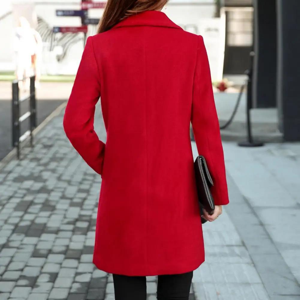 Manteau d'hiver femmes poches épaisses pardessus col cranté manteau d'automne