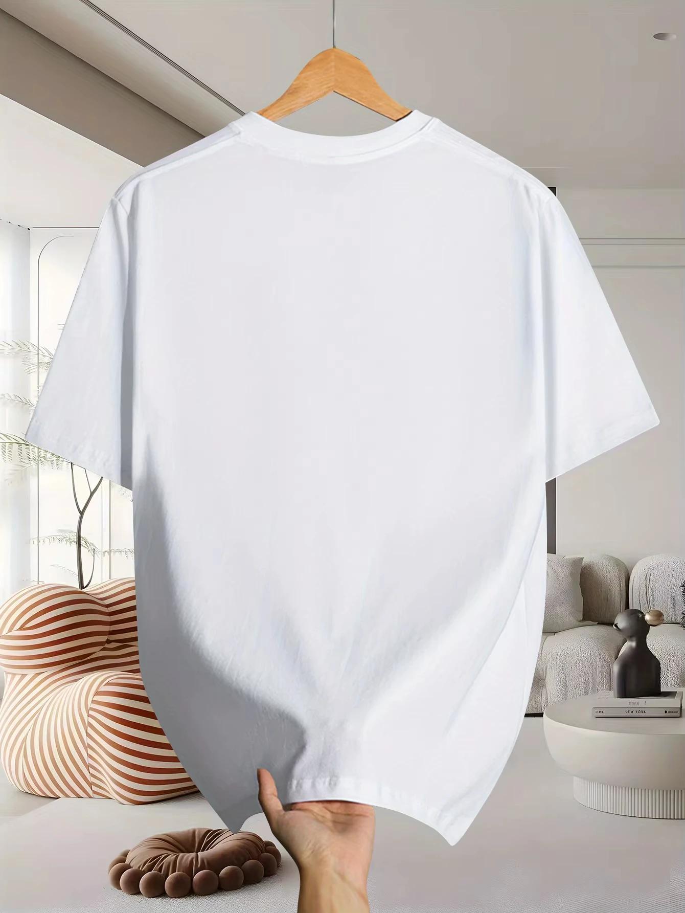 T-shirt à manches courtes pour hommes, 100% coton pur, décontracté, à la mode, ample, à motif rétro