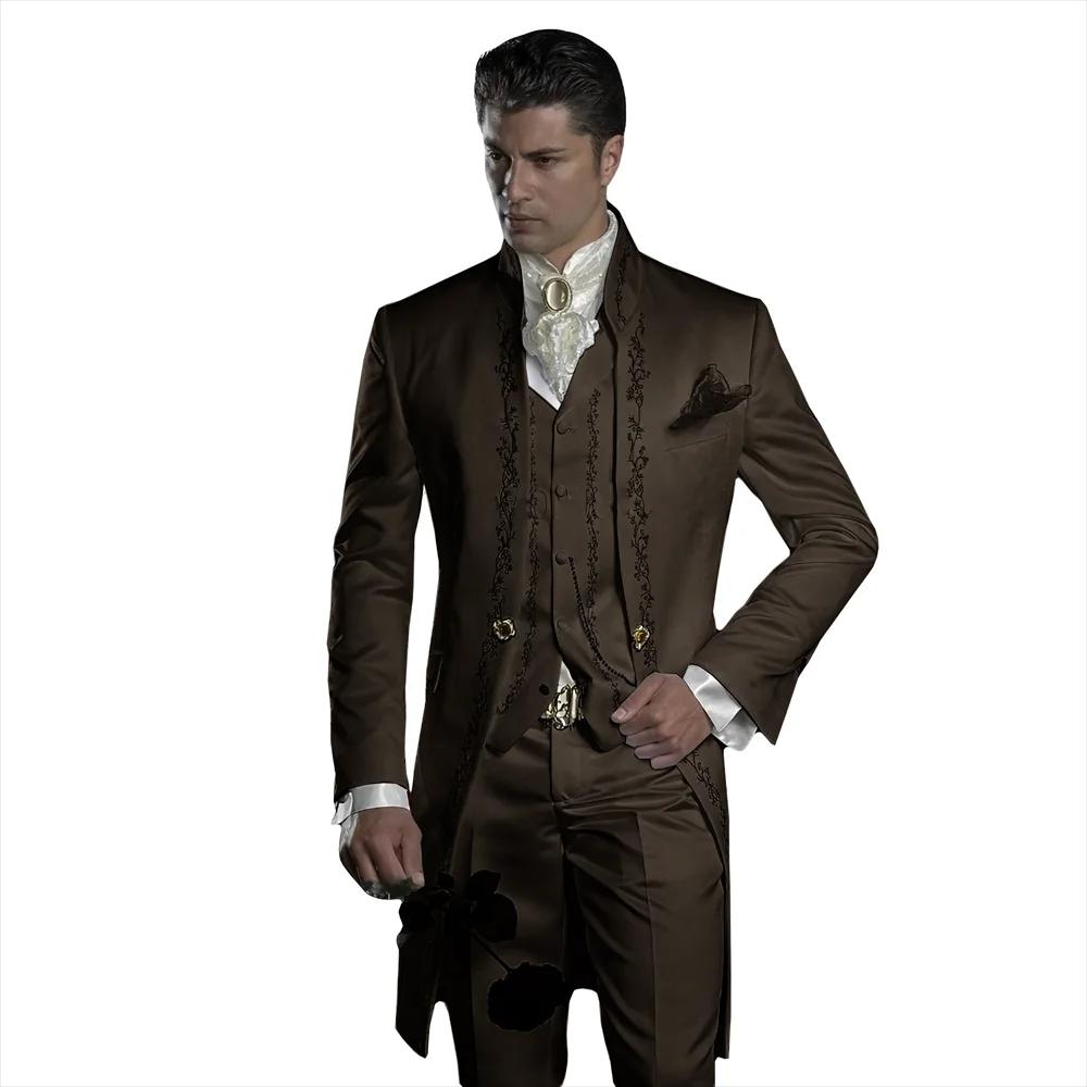 Smoking de mariage brodé pour hommes, robe formelle personnalisée du marié imbibé pour hommes élégan