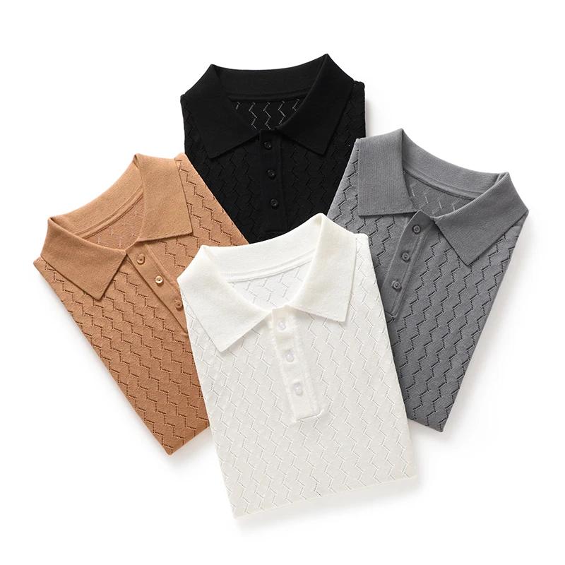MVCircFLRT-T-shirt à manches courtes pour homme, polo en tricot respirant, chemise fine, chemise d'a
