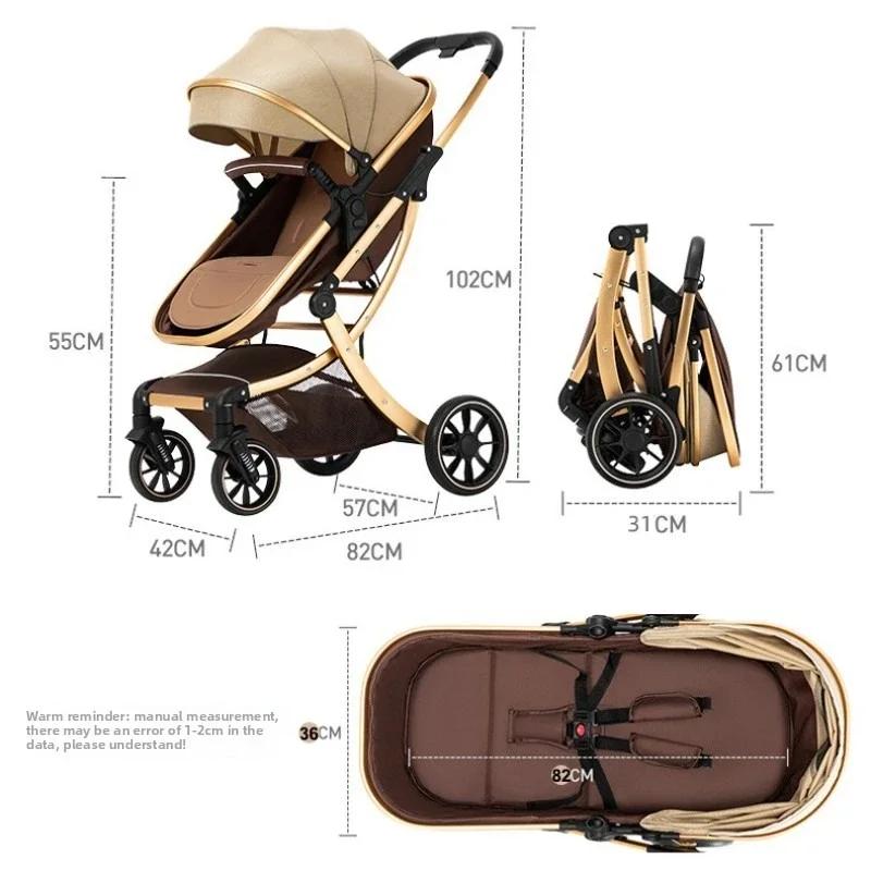 Poussette bébé légère à grande vue, peut s'asseoir ou s'allonger, légère et pliable, poussette pour