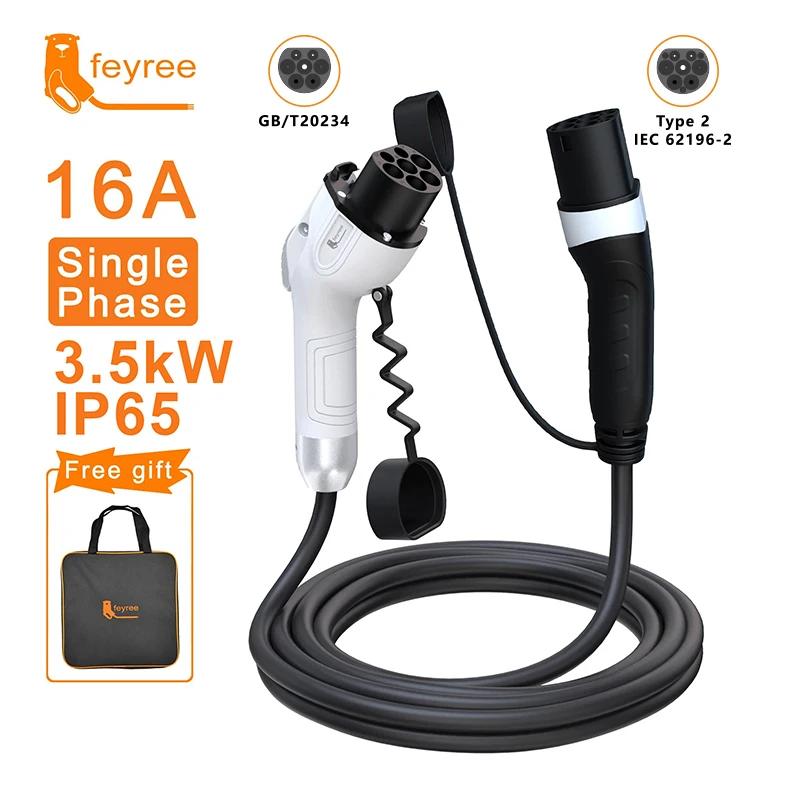 Fey123-Chargeur EV GB/T femelle côté voiture à type 2, prise mâle 16A 3,5 KW 32A 7KW, câble de charg
