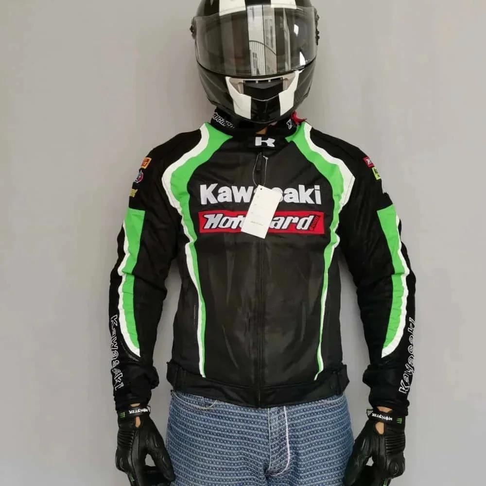 Veste de moto tout-terrain d'été Kawasaki brodée, combinaison de course anti-chute à réduction de vi