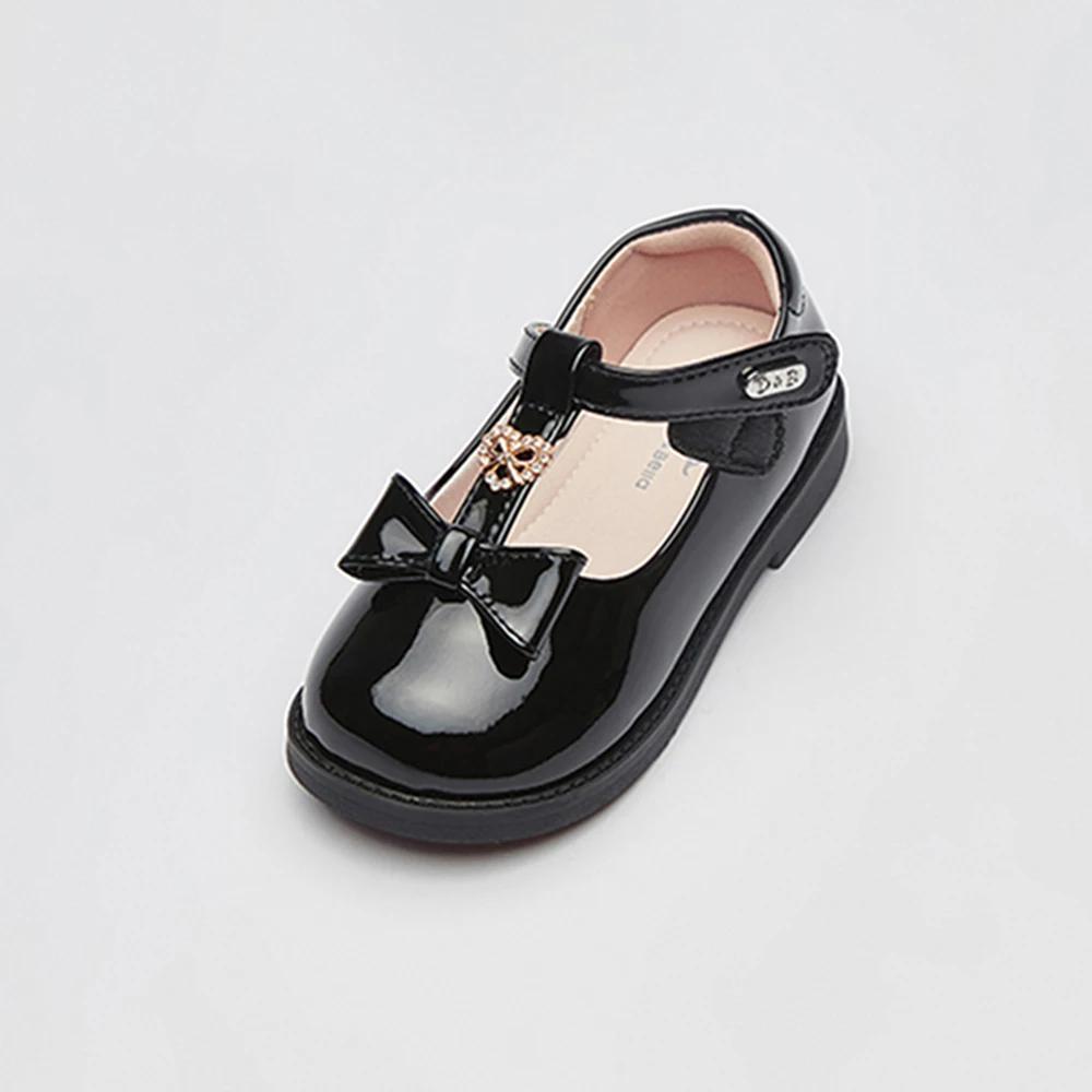 Dave Bella chaussures en cuir pour filles noir automne nouvelle Collection chaussures de princesse p