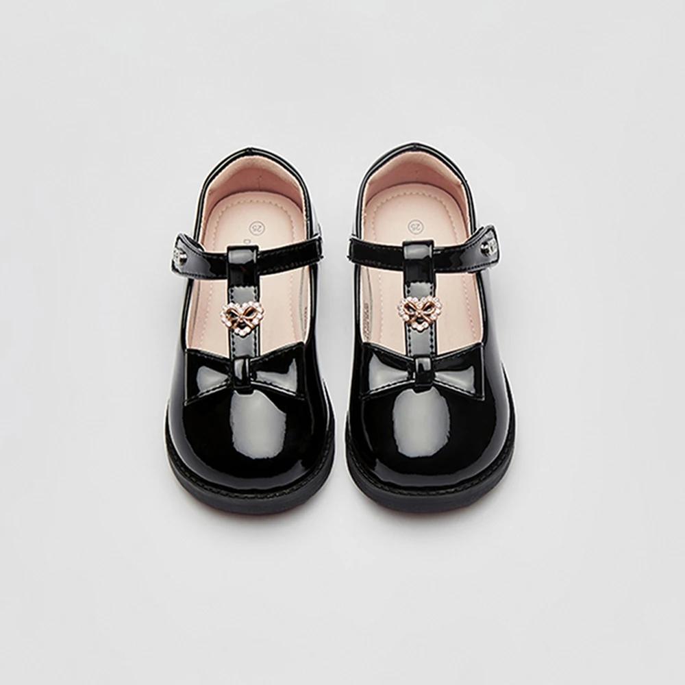 Dave Bella chaussures en cuir pour filles noir automne nouvelle Collection chaussures de princesse p