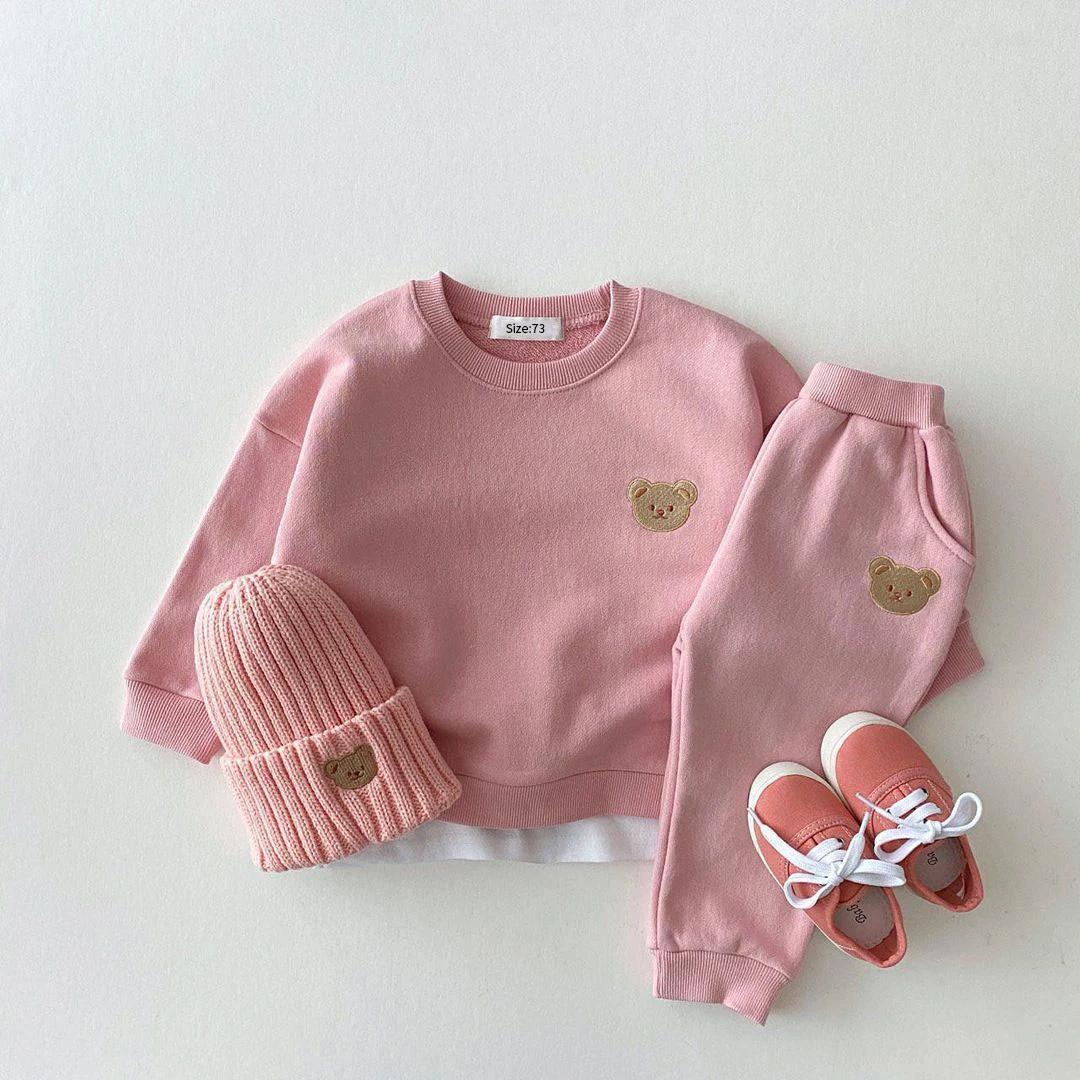 Ensemble sport bébé ours sweat pantalon 2 pièces - Vêtements automne enfants bas âge garçons filles confortables
