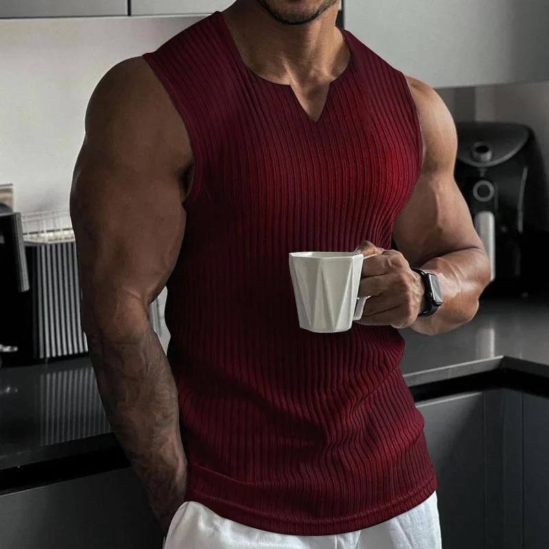 Chemise sans manches à col en V pour hommes, haut de gym glacé, maillot de corps de sport, vêtements