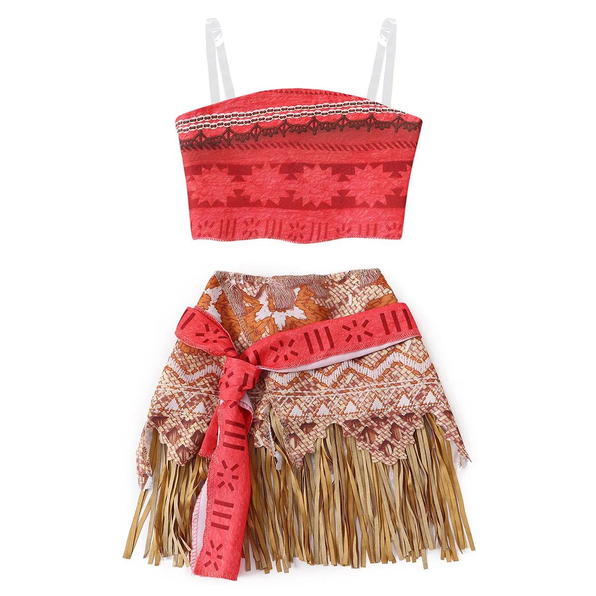 Costume de jeu de rôle de dessin animé Ocean Adventure, déguisement Moana deux pièces pour filles, C