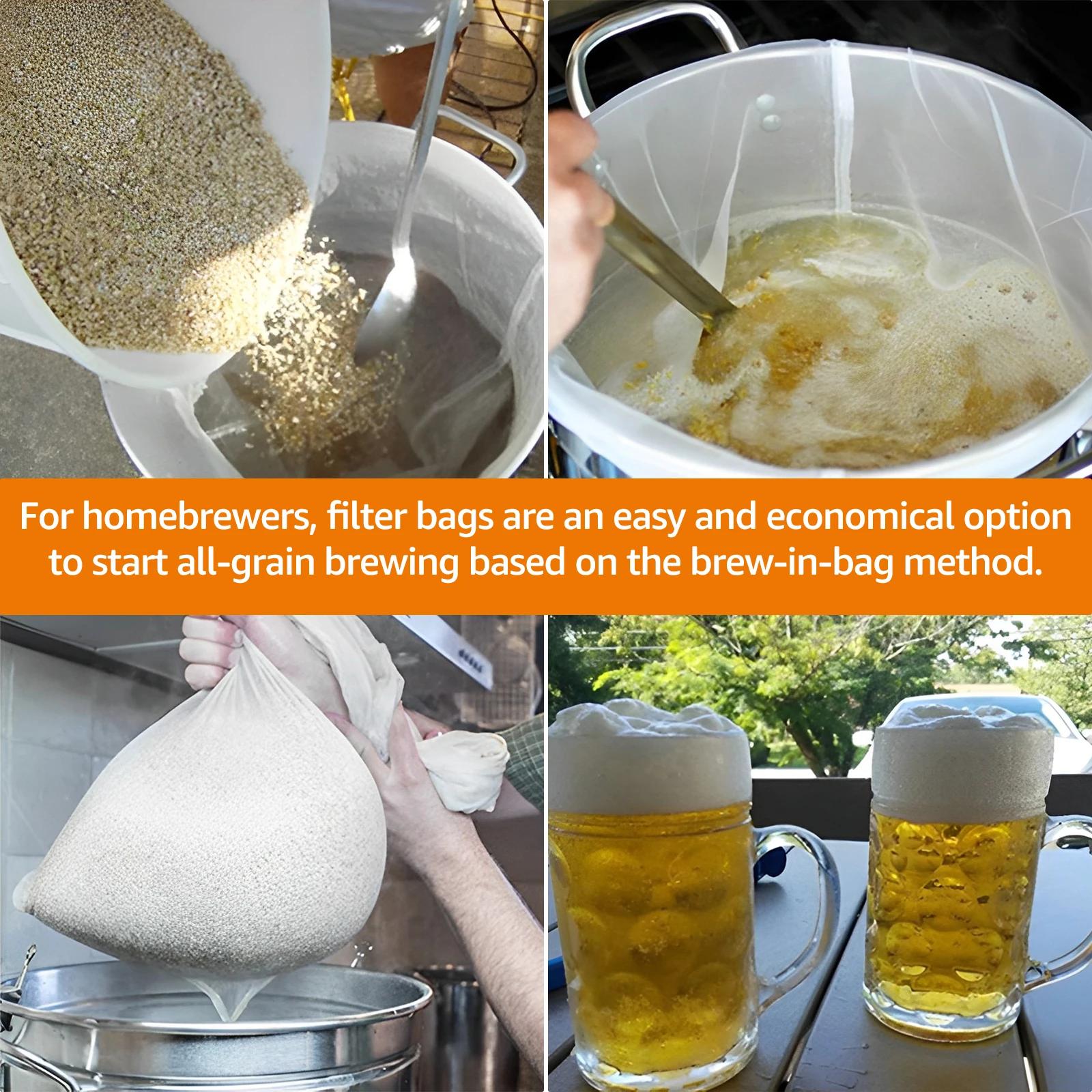 Sac filtrant réutilisable pour le brassage de la bière à domicile, sacs filtrants pour aliments de c