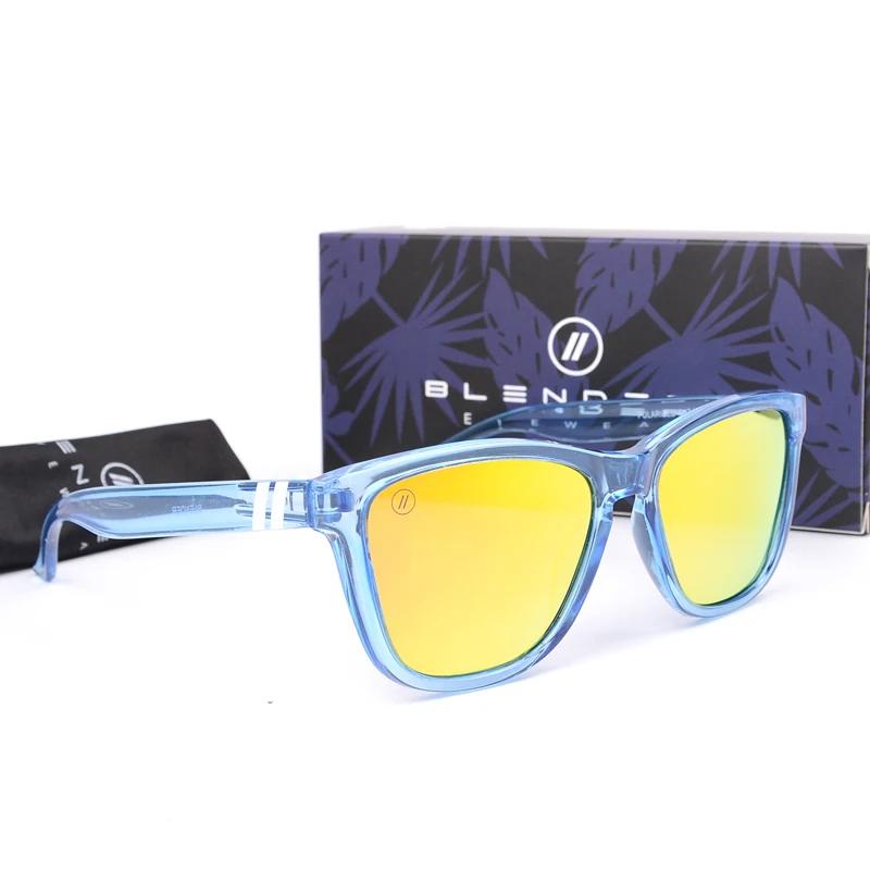 Blender-Lunettes de soleil miroir bleu pour hommes, verres polarisés à rayons UV, vintage, mode, car