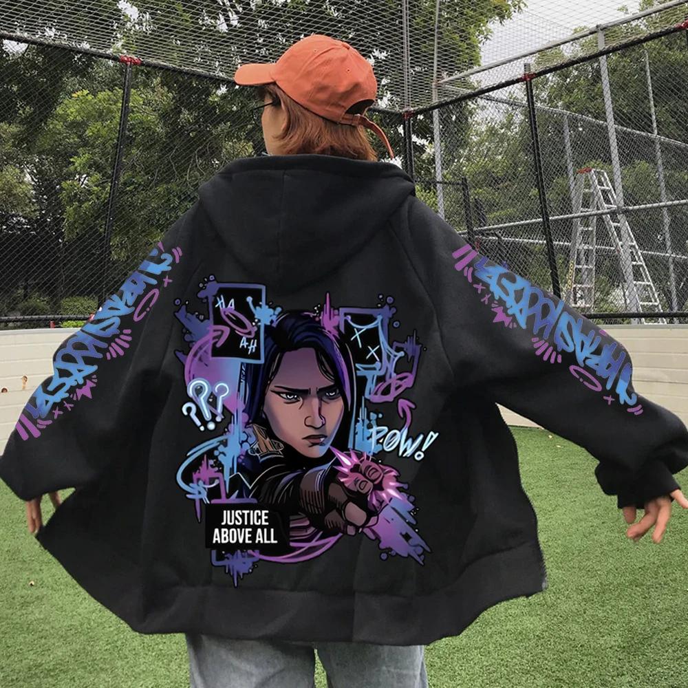 2025 Anime Arcane Vi sweat à capuche zippé Harajuku hauts pullover à manches longues pulls décontrac