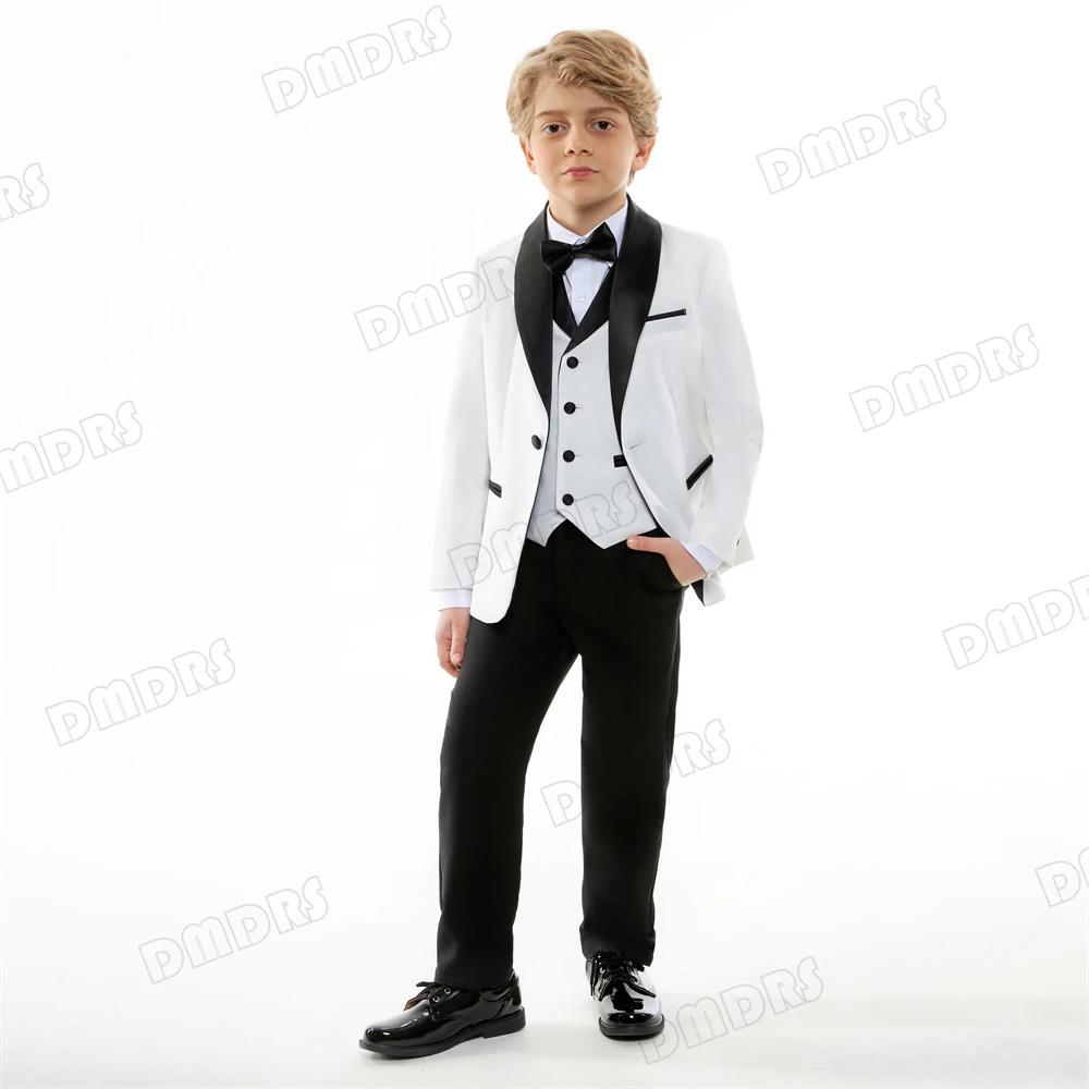 Sunshine-Ensemble formel blanc trempé pour enfants, smoking de mariage pour enfants, ours à bague, o