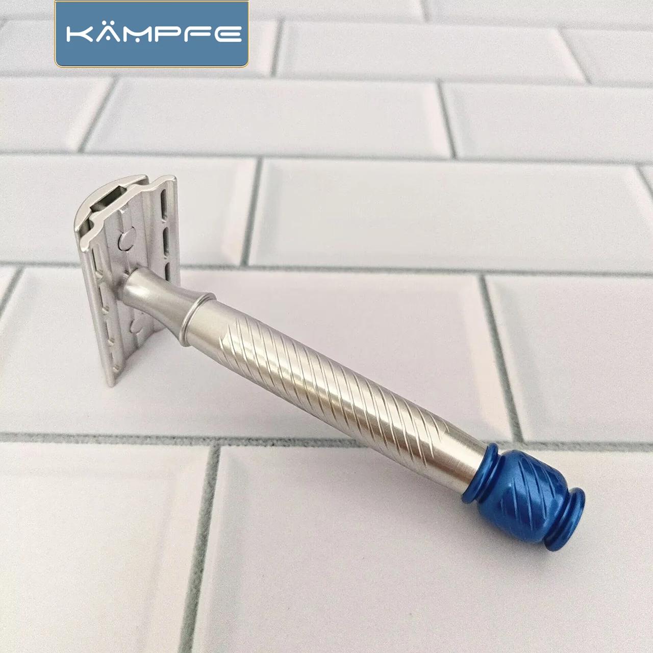Rasoir manuel à double tranchant en aluminium KAMPFE avec poignée de rasoir antidérapante, rasoir de