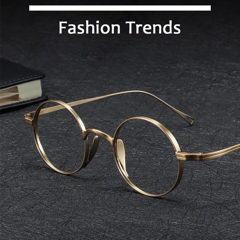 Style japonais fait à la main rétro ovale rond lunettes cadre hommes pur titane lunettes de luxe ble