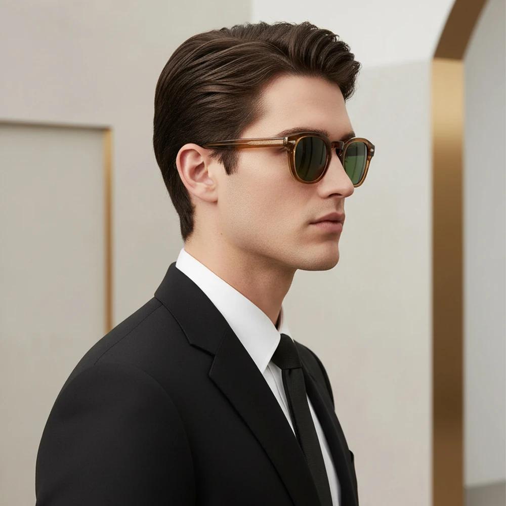 CATERSIDE rétro hommes lunettes de soleil rond Punk acide propionique broche Temple luxe lunettes de