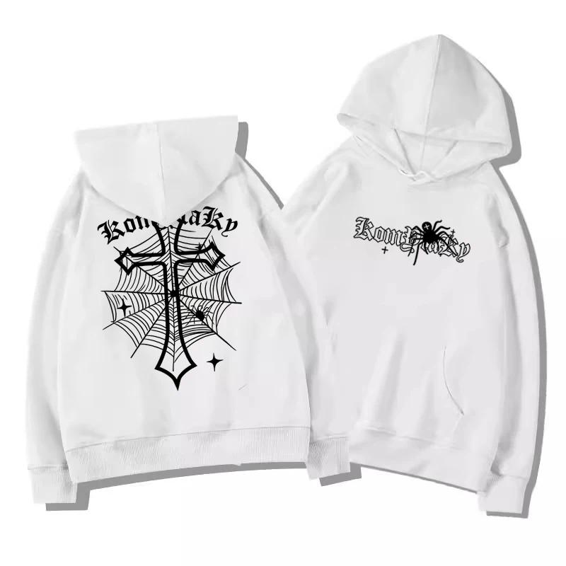 Sweat-shirt à capuche chaud en polaire pour hommes adultes, européen et américain, croix d'araignée,