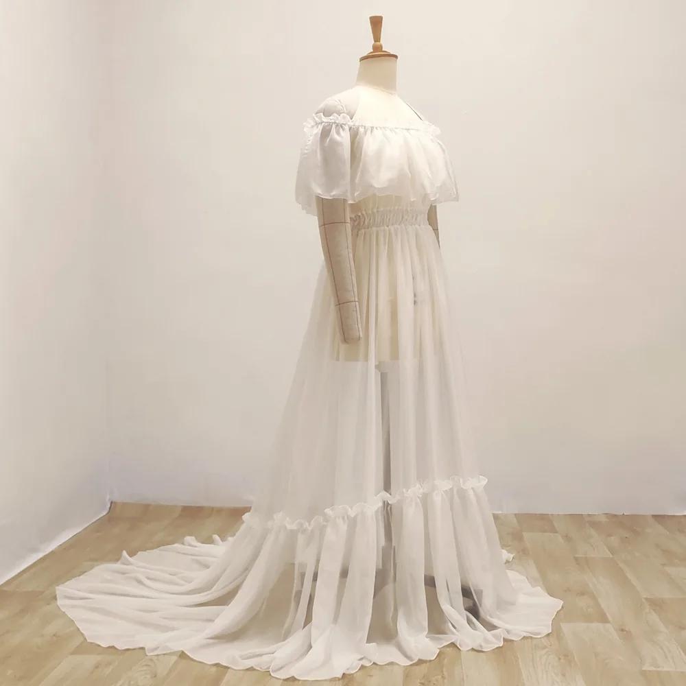 Robes de maternité, vêtements de Studio de séance photo, Sexy, en mousseline de soie, épaules dénudé