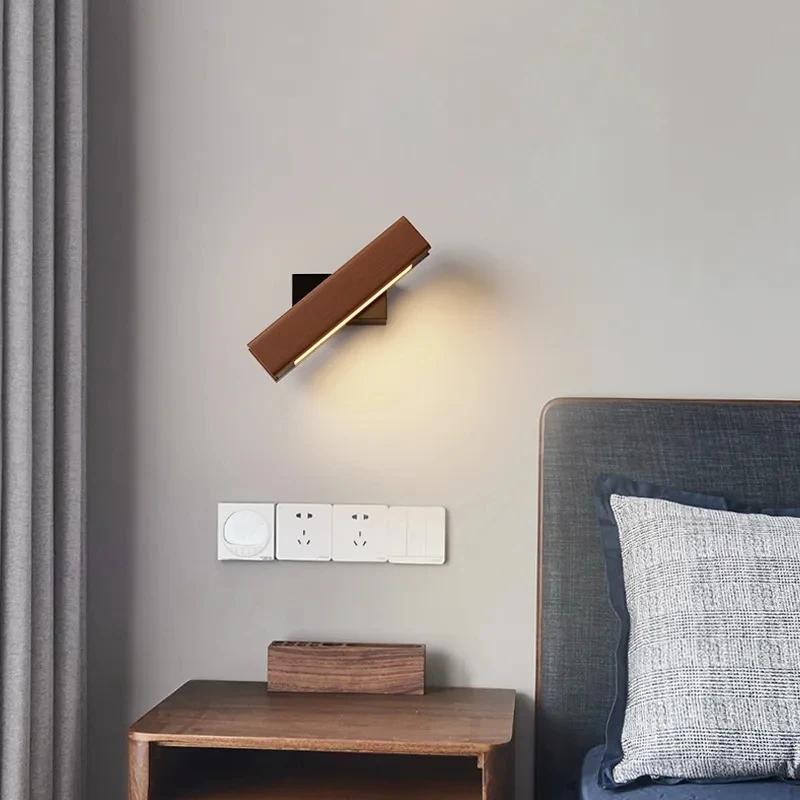 Applique Lumineuse Murale en Bois Massif Uni, Éclairage LED au Design d'Europe du Nord, Style Simple