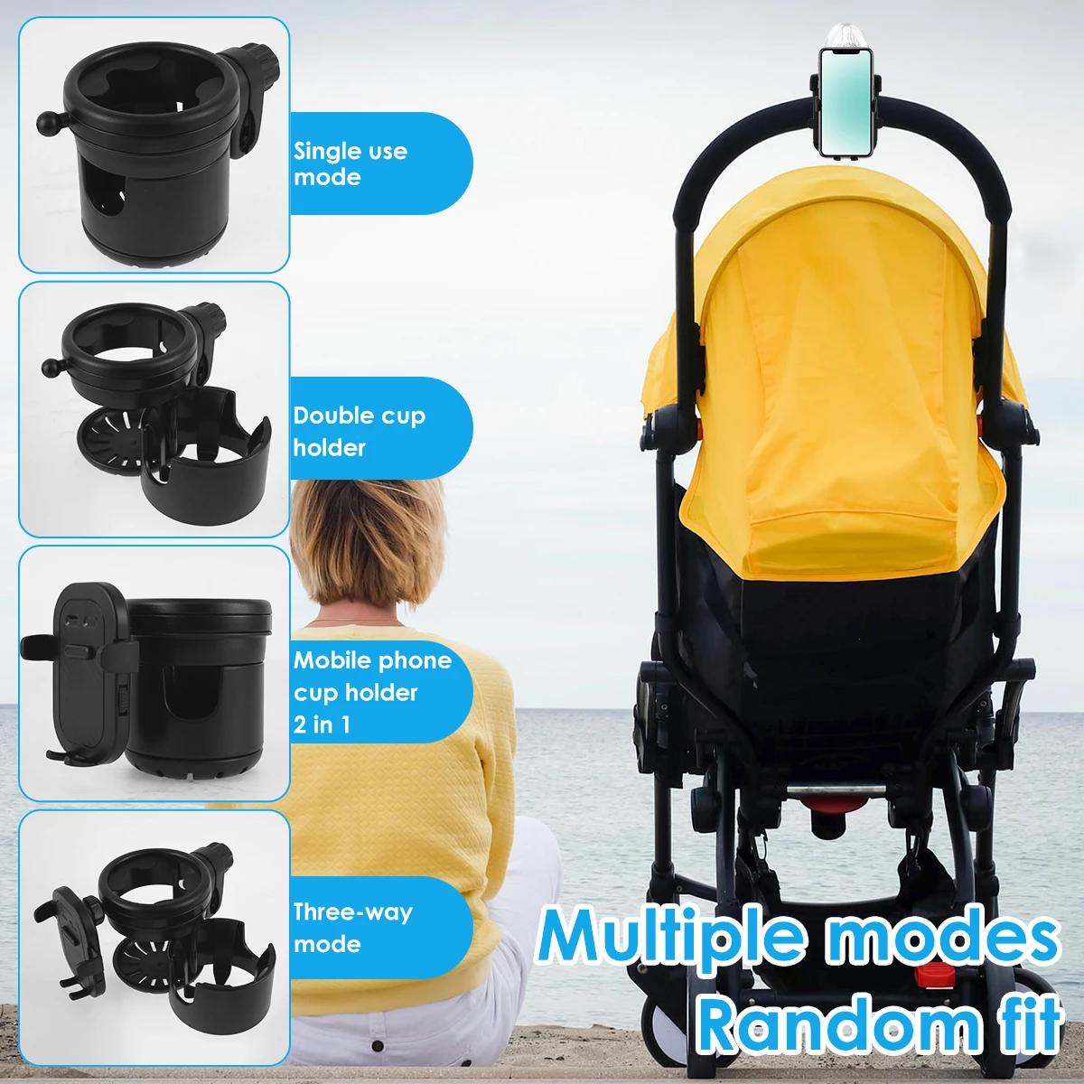 Porte-gobelet universel pour poussette, support de bouteille d'eau 360 ° Support de téléphone rota