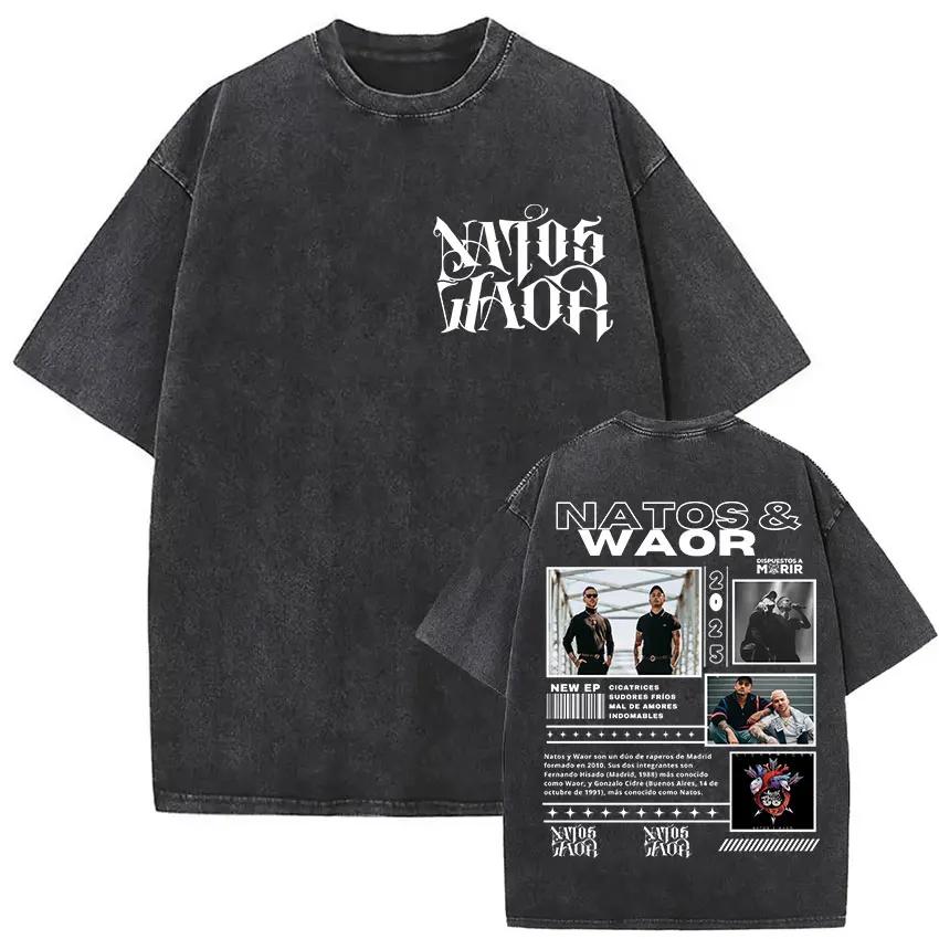 Lavé Vintage NATOS WAOR Hijos De La Ruina Logo Album Merch t-shirts hommes femmes Hip Hop gothique à