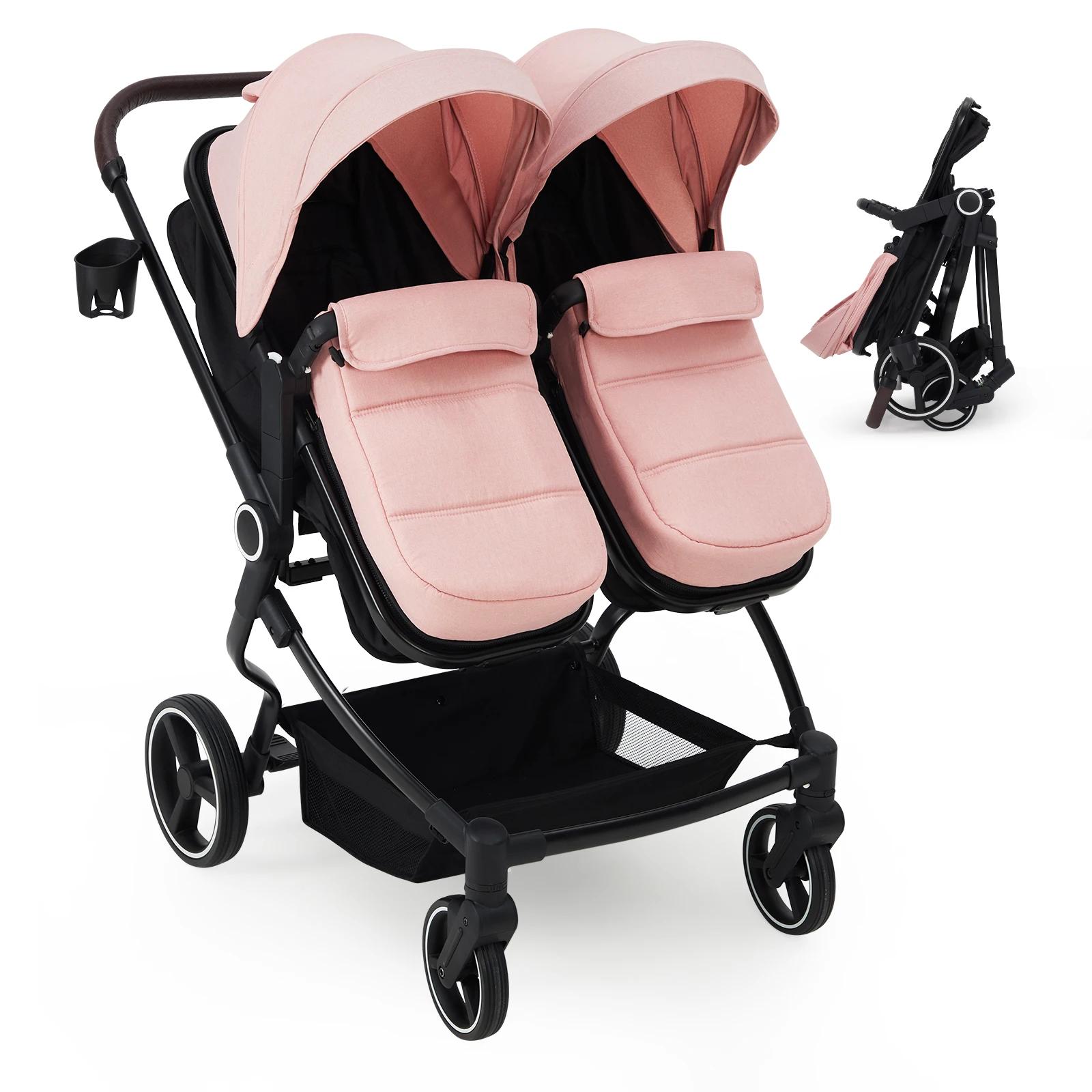 Poussette double pour nouveau-né et tout-petit, poussettes Tandem avec pli compact léger, cancline r