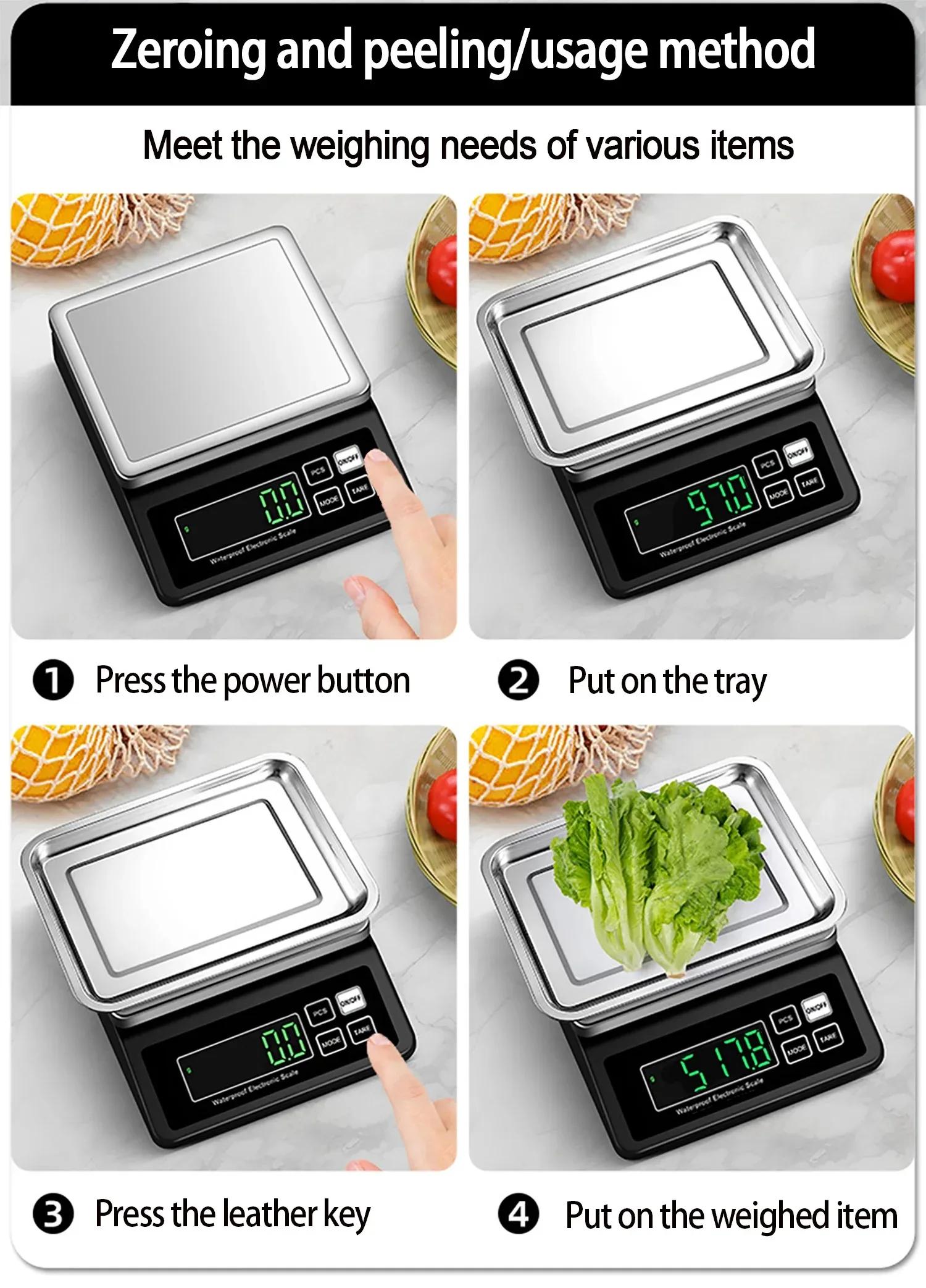 Balance de cuisine Rechargeable IP67, entièrement étanche, 0.1g/1g, électronique de haute précision,