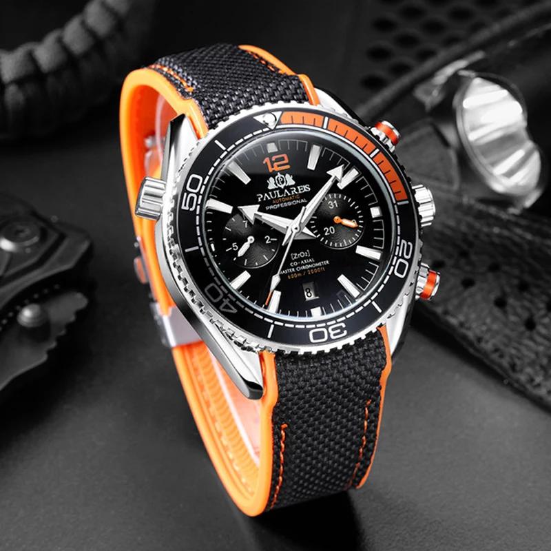 PAULAREIS P luxe hommes automatique auto vent montre mécanique pour hommes bracelet en caoutchouc ét