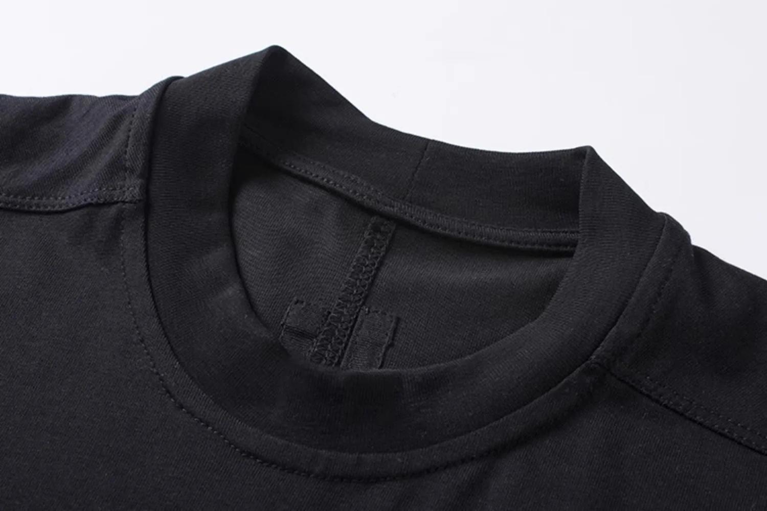 Dark RICK RO Style coton haute rue hommes couleur unie petit col épaules dénudées grand en forme de