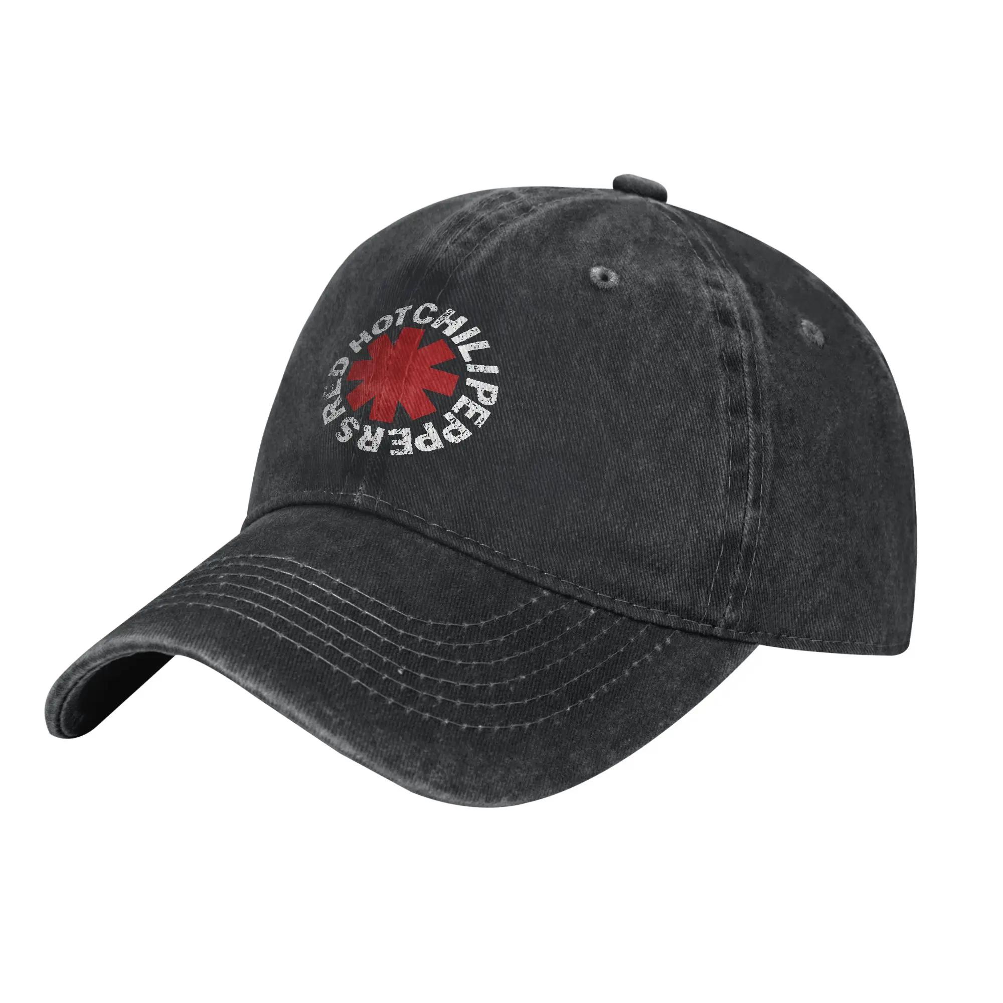 Casquette de baseball imprimée Red Hot Chili, casquette snapback en denim de coton délavé vintage, c