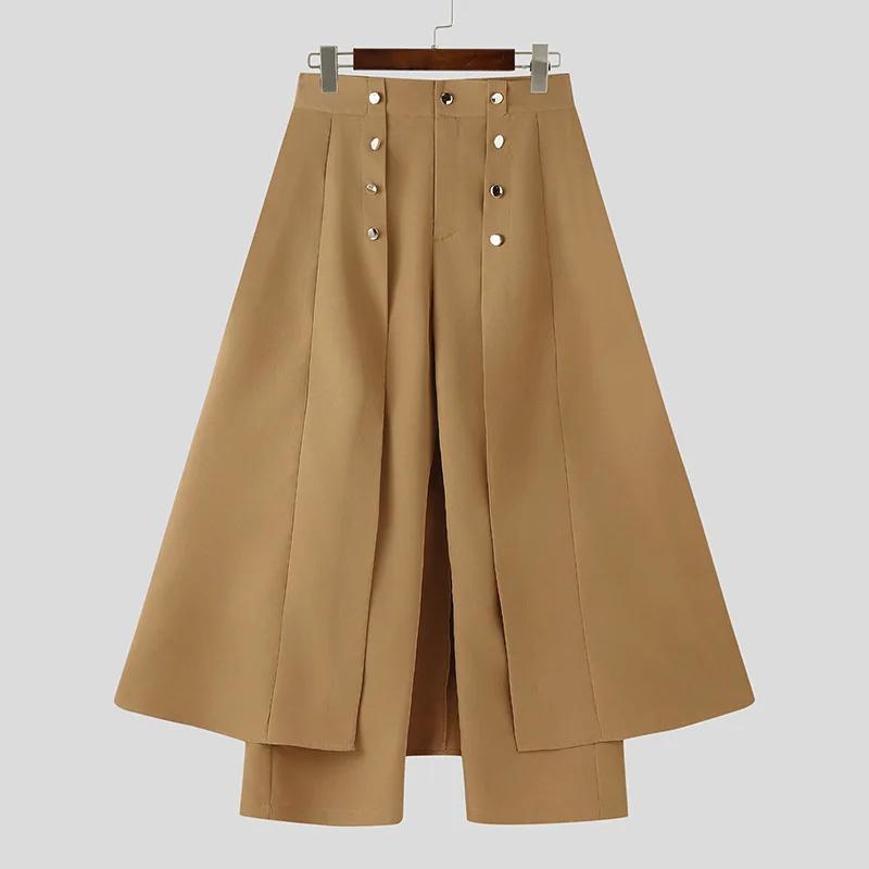 Pantalon long homme tendance 2026 – Joggers décontractés coupe ample à boutons, couleur unie, style
