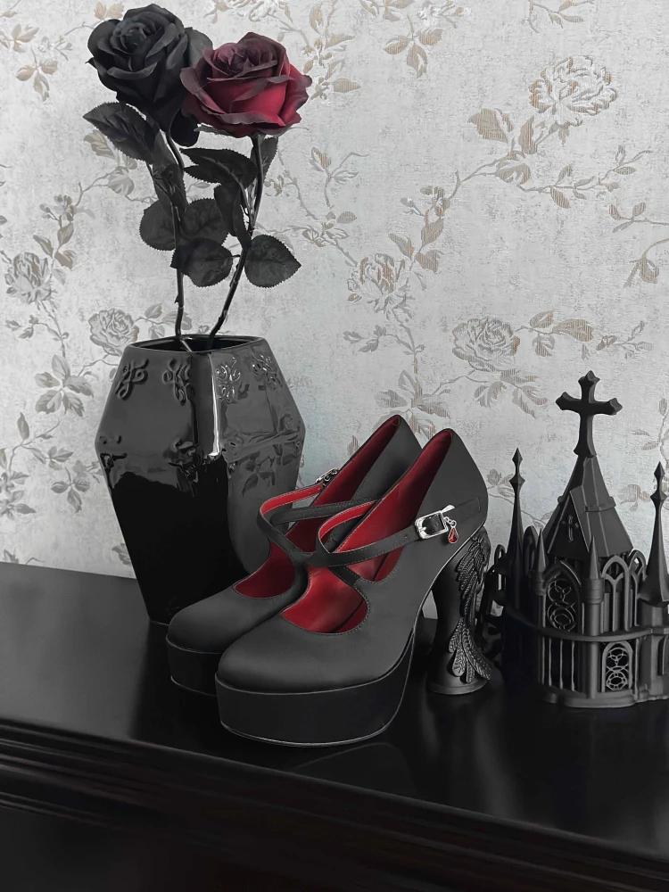 Gururu Original Style gothique ailes d'ange foncé talons extraterrestres mode japonaise talons rétro