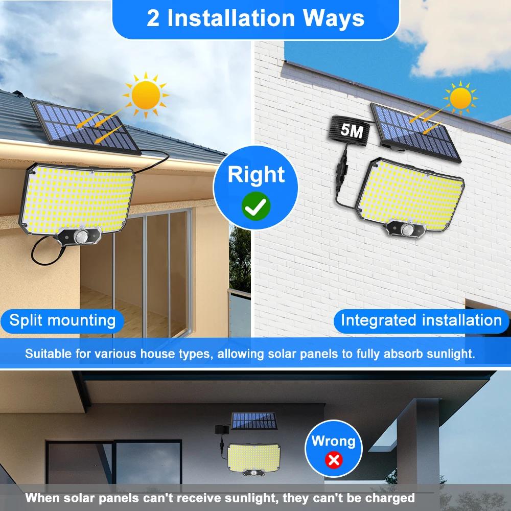 Lampes solaires 234LED lumières de sécurité solaires capteur de mouvement de jardin extérieur 3 Mode