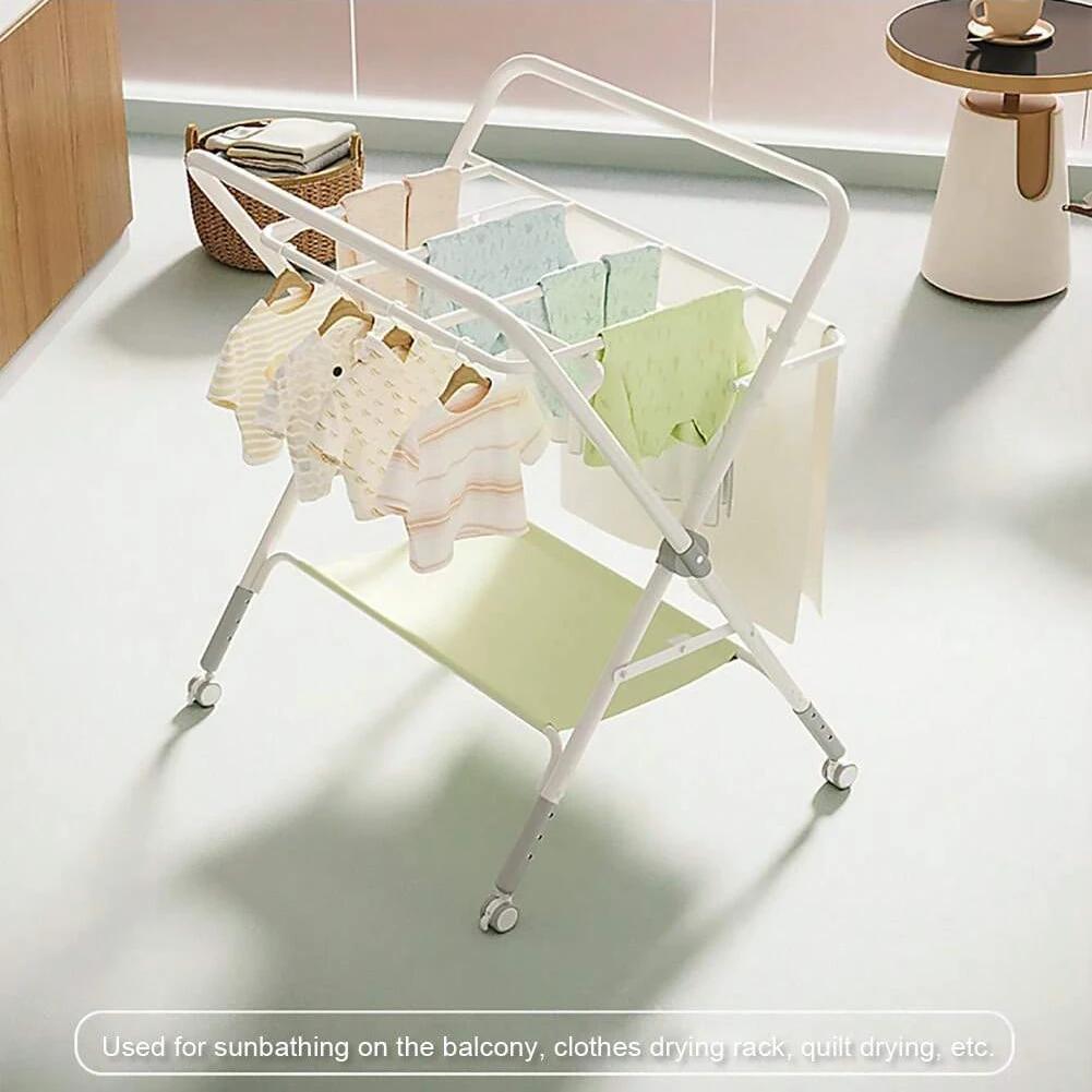 Table à langer bébé avec roulettes, station à couches pliable réglable en hauteur, portable, avec or