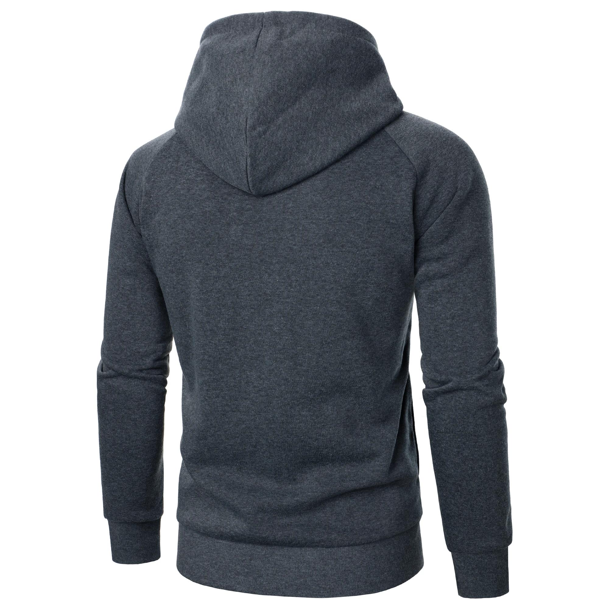 Haut à capuche de couleur unie pour hommes, manches longues, fermeture éclair latérale, automne et h