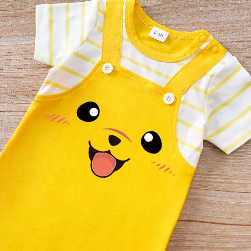 Vêtements pour nouveau-né, Animal-YellowDogPrint, combinaison pour nourrissons, manches courtes, pyj