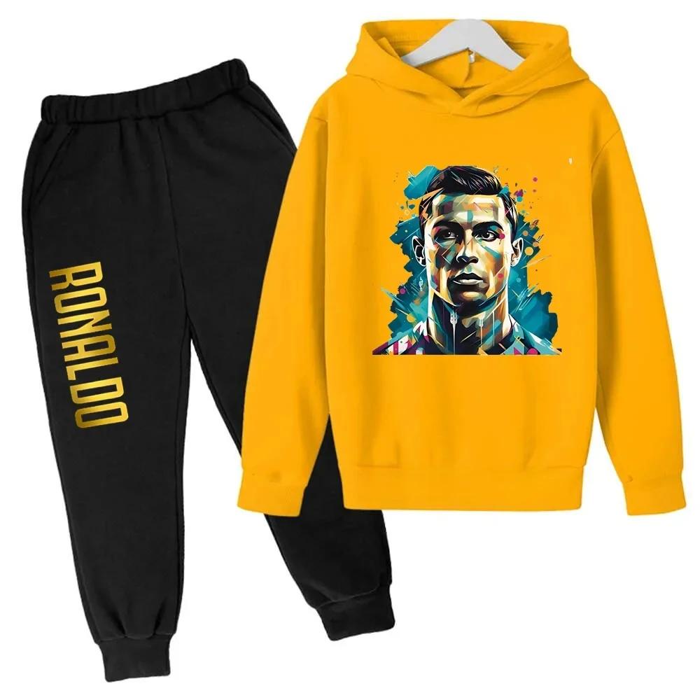 Ensemble de survêtement pour enfants Ronaldo CR7, imprimé, 2 pièces, sweat à capuche et pantalon, vê