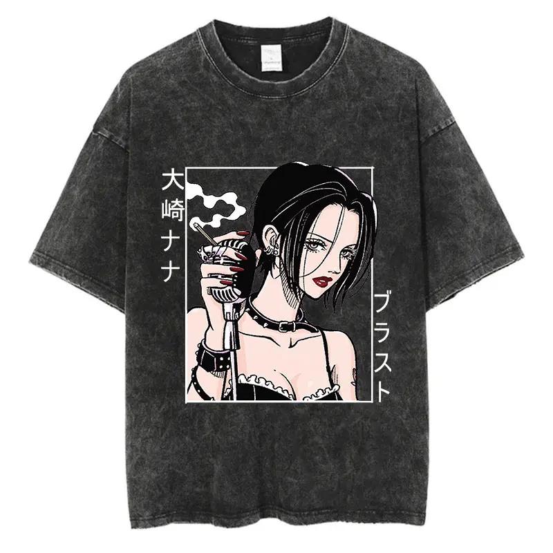 Anime japonais Nana Osaki imprimé Vintage lavé T-Shirt Harajuku Streetwear graphique T-Shirt été à m