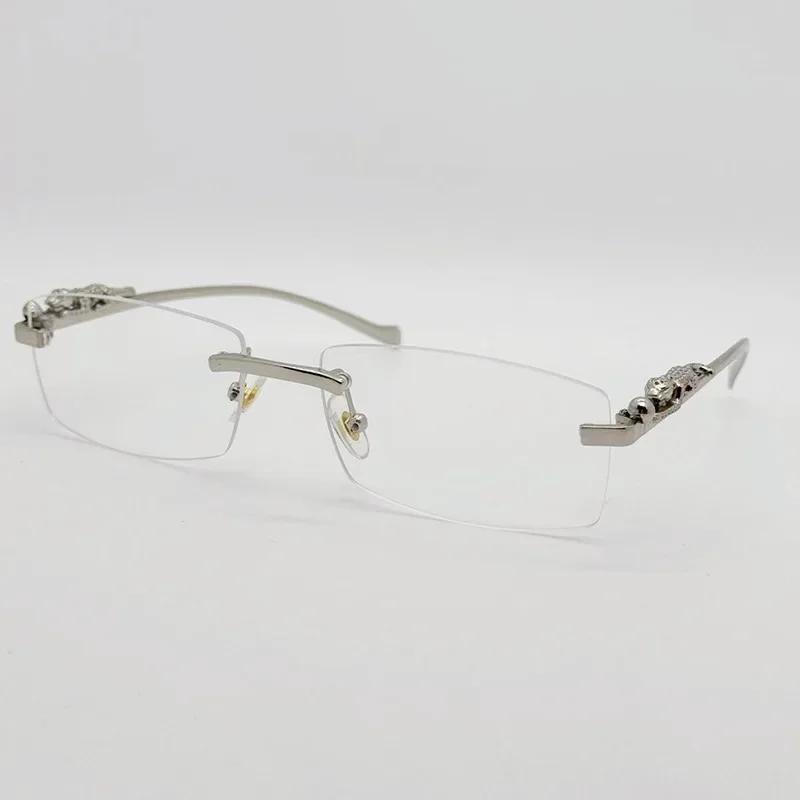 Monture de lunettes sans monture pour femmes et hommes, mode guépard, décoration Business Cool, mont