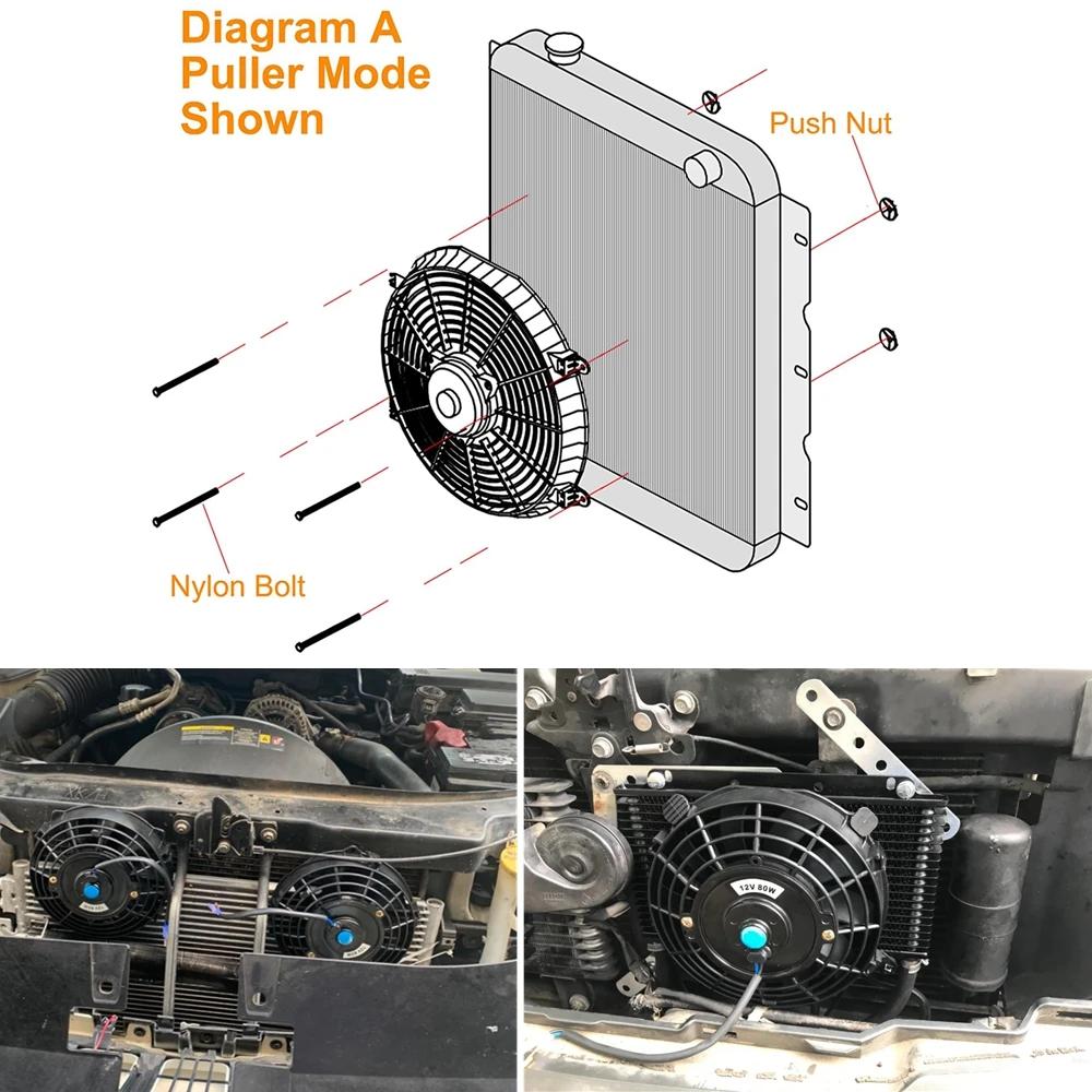 Universel 7/9/10/12/14/16 pouces 12V 80W 2100 tr/min voiture climatisation radiateur électronique ve