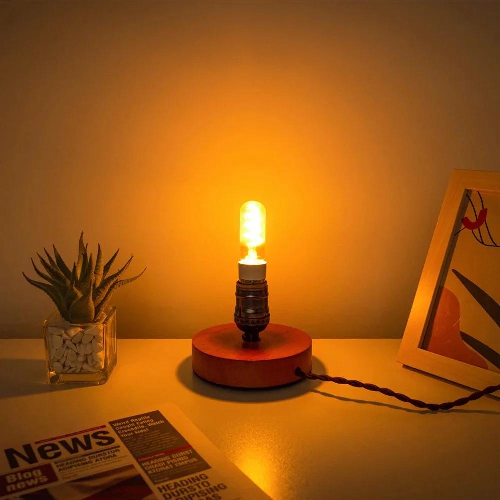 Ampoule de nuit tubulaire rétro E14 E12 220V 110V, variable 3W 2200K, Filament souple, lampe de Tabl