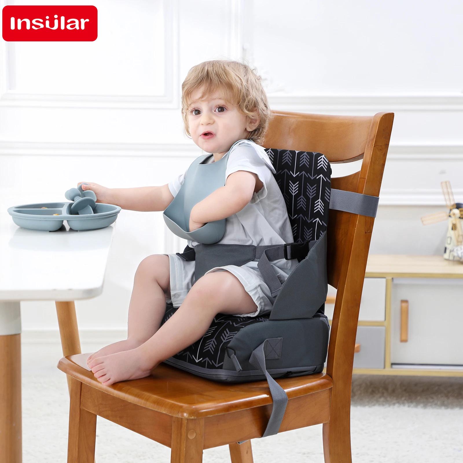 Siège rehausseur pliable anti-dérapant portable - Coussin de voyage pour chaise de salle à manger bébé