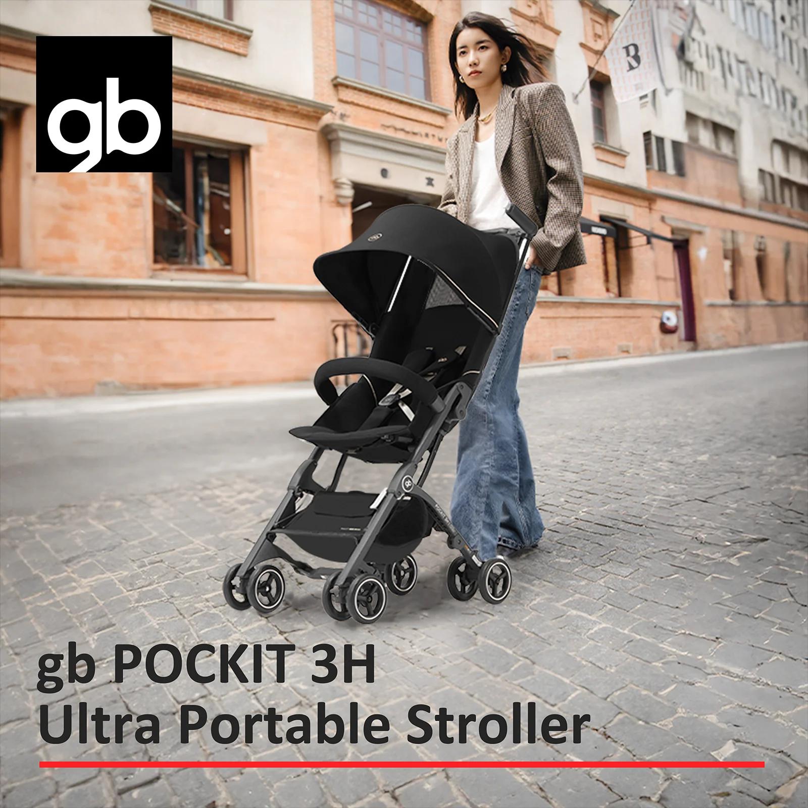 Poussette GB Pockit 3H tout-terrain légère - Poussette voyage avec accoudoir gratuit pliable compacte