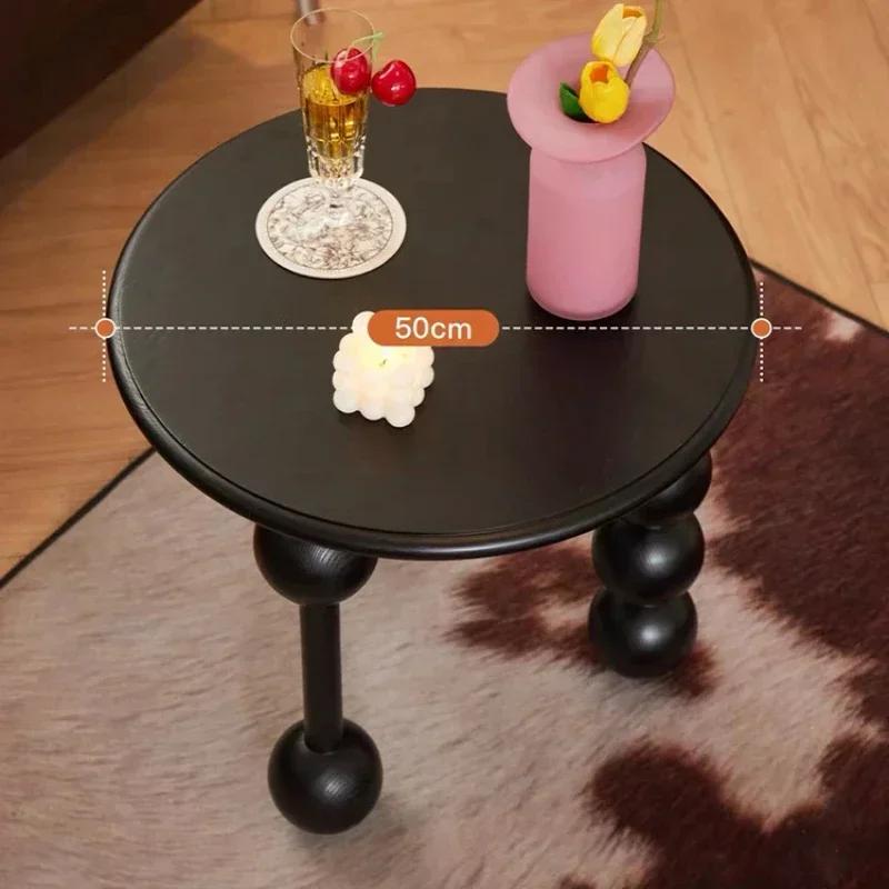 Table basse de luxe en noyer français, Table d'appoint ronde de rangement Vintage, Table de chevet d