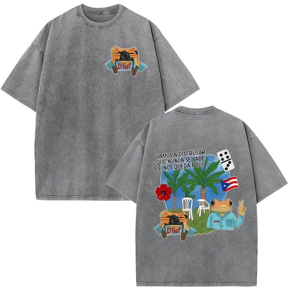 T-shirt Rapper Bad Bunny Vintage Lavé Debi Tirar Mas Fotos DTMF World Tour Album T-shirts Hommes Fem