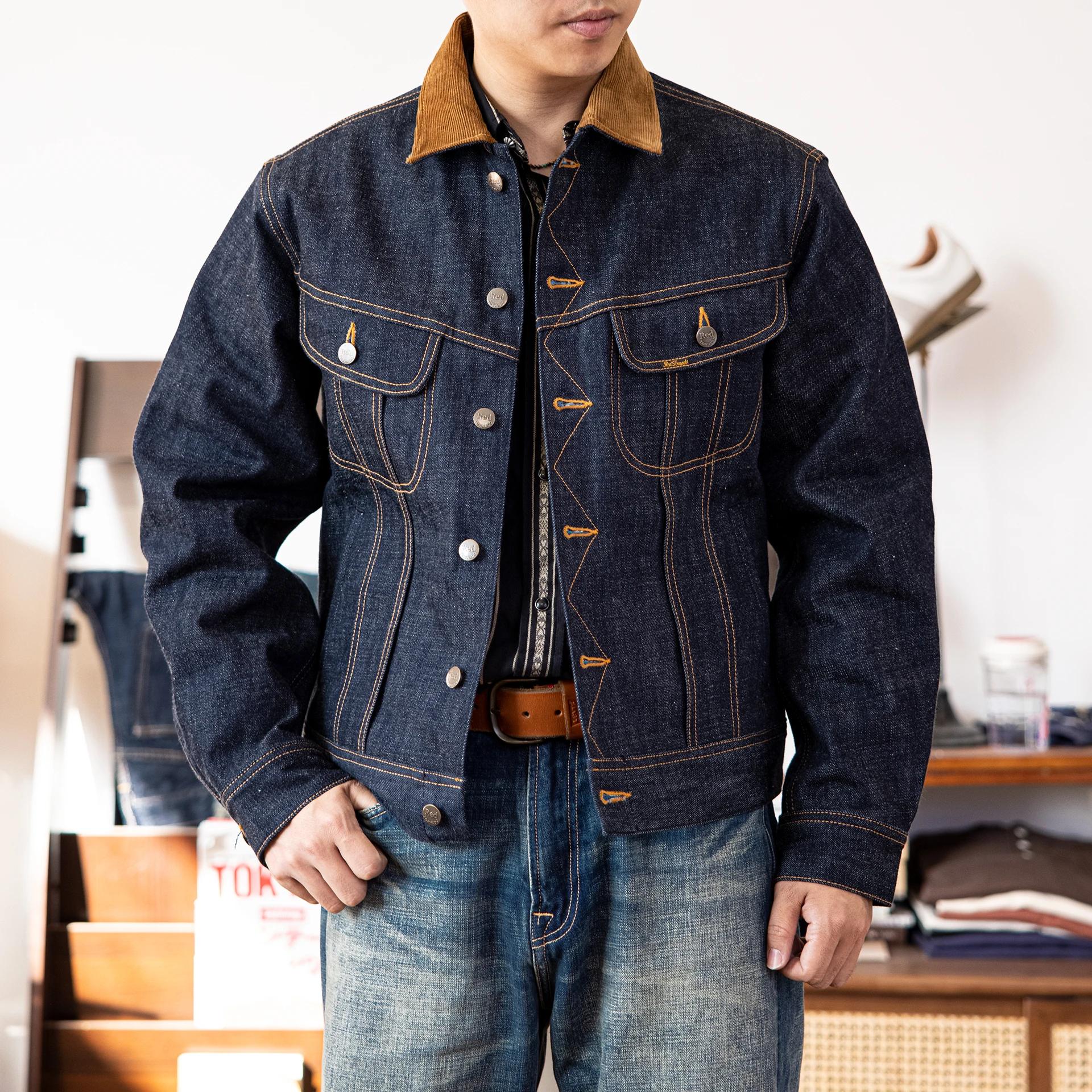 LE-0003 Grande Taille 18oz Haute Qualité Coton Denim Veste Casual mn Non Lavé Storm1958 Manteau