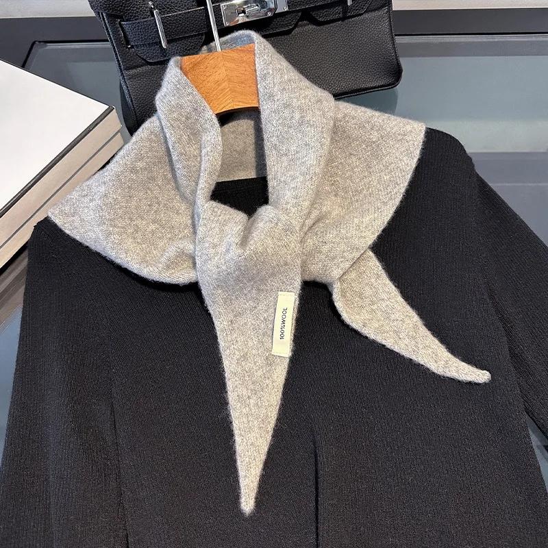 100% laine Style coréen tricoté écharpe triangulaire femmes hiver chaud foulard châle multi-fonction