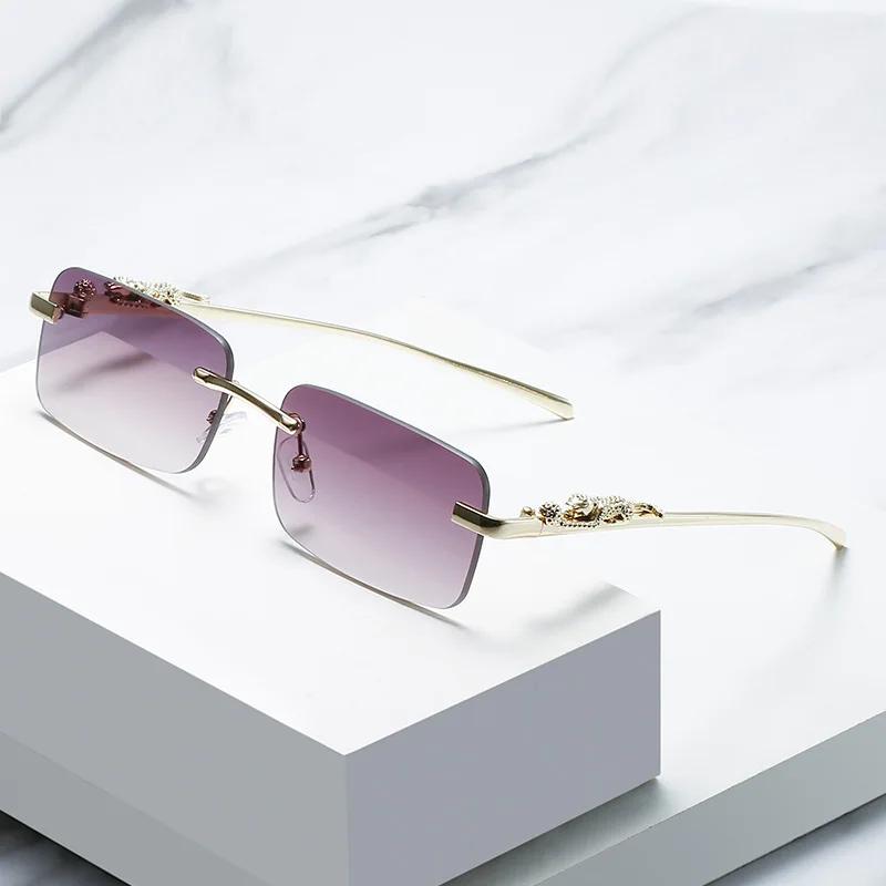 Monture de lunettes sans monture pour femmes et hommes, mode guépard, décoration Business Cool, mont