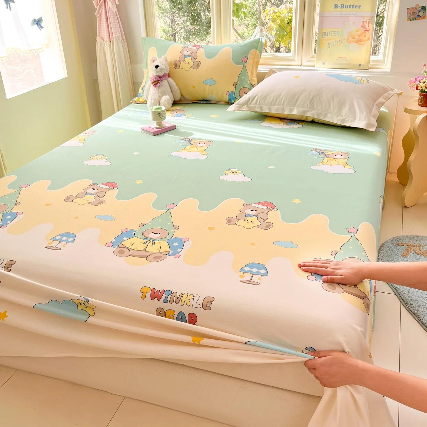 Drap de lit rayé jaune et bleu moderne 100% coton, draps plats doux et confortables, draps de lit si