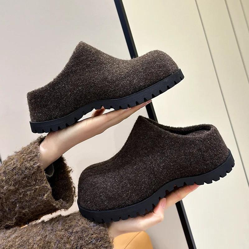 AIYUQI chaussons pour femmes porter nouveau 2025 automne bout rond flanelle bout fermé chaussons pou